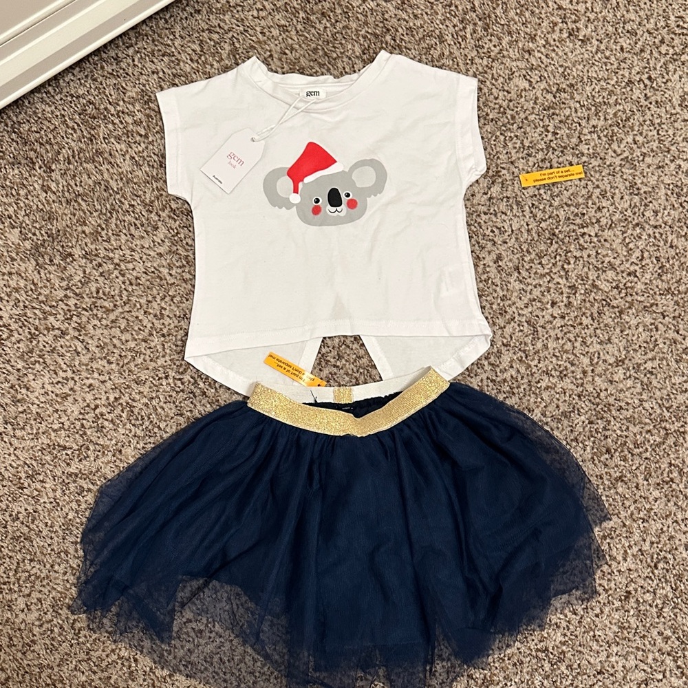 Kids Koala Print White and Navy Matching Set